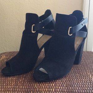 Black open toe boots